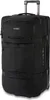 A black rolling suitcase is shown from a diagonal front view.