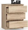 A three-drawer chest of drawers with a light wood grain finish. Anteprima dell’immagine prodotto