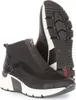 A pair of black high-top sneakers with a zipper closure and a white sole, shown from a slightly angled side view against a white background. The sole of one shoe is prominently displayed, showing its tread pattern and a red logo. Produktbild-Vorschau