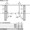 A diagram showing dimensions and a table with measurements for a product installation. Náhled obrázku produktu