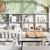 A child's bed with shelves filled with toys and decorations, set against a woodland-themed wallpaper. Náhľad obrázku produktu