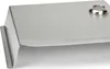 A close-up, angled view of a stainless steel pizza attachment for a gas grill, showing a built-in thermometer. Podgląd zdjęcia produktu