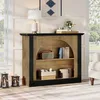 A console table with arched shelving is decorated with a lamp, books, a radio, and storage baskets, set in a well-lit room with a window view. Anteprima dell’immagine prodotto