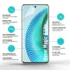 A smartphone screen protector with feature callouts. Produktbild-Vorschau