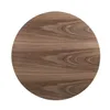 A top-down view of a round wooden table top with a walnut veneer. Produktbild-Vorschau