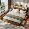 A bedroom scene featuring a bed with storage drawers and LED lighting. Produktbild-Vorschau