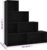 A black tiered shelving unit is shown against a white background with dimensions indicated. Podgląd zdjęcia produktu