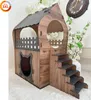2-stöckiges Katzenhaus aus MDF – Braun & Dunkelbraun – In 3 Produktbild-Vorschau 1