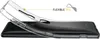 A transparent phone case is shown bending to demonstrate its flexibility over a black smartphone. Produktbild-Vorschau