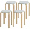 Set aus 4 stapelbaren runden Hockern aus grauem Holz, ? 40 Produktbild-Vorschau 2