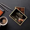 A flat lay of Lindt dark chocolate, a cup of coffee, a wallet, and two pens on a black surface. Anteprima dell’immagine prodotto