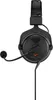 A close-up, studio shot of a black gaming headset with a microphone. Produktbild-Vorschau