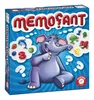The image shows the box of a board game called Memofant, featuring a cartoon elephant and various game elements. Produktbild-Vorschau