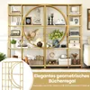A gold and white geometric bookshelf filled with decorative items and books. Náhľad obrázku produktu