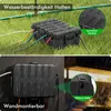 A collage showing a black waterproof junction box in two different settings: on grass with wires coming out, and mounted on a wall in the rain. Produktbild-Vorschau