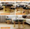 okwish Table basse 2 pcs, aspect marbre noir rond, pieds en Voir les images du produit 3