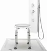 A shower stool and shower panel are displayed against a white background. Podgląd zdjęcia produktu