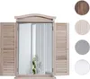 A mirror with shutter-style side panels, presented against a white background. Small circular swatches of different material finishes are shown to the right. Podgląd zdjęcia produktu