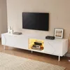 TV komoda Merax s 3 posuvnými dvierkami a sklenenou doskou, Náhľad obrázku produktu 6