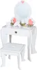 A child's wooden vanity set with a mirror, stool, and accessories. Podgląd zdjęcia produktu