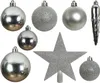 Christbaumkugel - Weihnachtsbaumkugel - bruchfest - glänzend, matt und glitzernd - silber - 33er Set Produktbild-Vorschau
