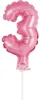 Decorazione per torta mini palloncini in foil rosa numero 3 Anteprima dell’immagine prodotto 3