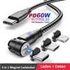 60 Watt 3in1 Typ-C Magnet Schnellladekabel 3in1 Handy für Produktbild-Vorschau 1