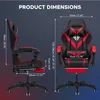 Product dimensions of a gaming chair shown from side and front views with measurements. Náhled obrázku produktu