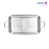 A top-down view of a stainless steel roasting pan with handles, set against a white background. Anteprima dell’immagine prodotto