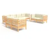 8-tlg. Garten-Lounge-Set mit Creme Kissen Massivholz Kiefer Produktbild-Vorschau 1