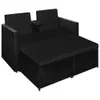 3-tlg. Garten-Lounge-Set mit Auflagen Poly Rattan Schwarz Produktbild-Vorschau 4