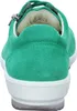 The back view of a green suede shoe with a white sole. Produktbild-Vorschau