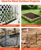 A collage of four images showing different uses of ground stakes: supporting plants, forming a garden bed, in concrete forming, and as measurement markers. Podgląd zdjęcia produktu