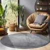 Tapis rond gris unicolor pour salon, en polyester, Voir les images du produit 2