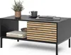 A black and wood coffee table with a drawer and open shelf. Náhled obrázku produktu
