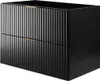 A black bathroom vanity cabinet with fluted drawers and gold handles, shown from a three-quarter angle against a white background. Produktbild-Vorschau