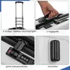 A collage of four close-up images showcasing different features of a white suitcase. Náhled obrázku produktu