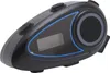 A black motorcycle Bluetooth headset with blue accents and a small LCD screen. Podgląd zdjęcia produktu