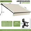 Gelenkarmmarkise 250 × 200 cm Markise mit Handkurbel Balkon Produktbild-Vorschau 4