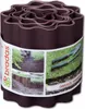 A rolled-up brown garden edging product with a label showing installation steps and tools. Produktbild-Vorschau