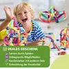 A happy child is playing with magnetic building blocks, with several structures built from the blocks visible in the foreground and background. A green overlay with text is present on the bottom left. Náhled obrázku produktu