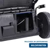 Close-up view of the internal components of a lawnmower, showing a mulching attachment and a wheel. Produktbild-Vorschau
