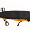 A top-down view of a yellow electric fatbike with a black seat and pedals. Produktbild-Vorschau
