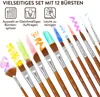 H&S Pinselset Acrylfarben Aquarell und Ölfarben - 12er Set Produktbild-Vorschau 4