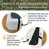 Collage showing a mattress pad and how it attaches with elastic straps. Text describes ease of use and how it stays in place. Produktbild-Vorschau