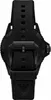 Close-up of a black watch strap and buckle. Voir les images du produit