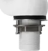 A close-up view of the connection point of a white sink or basin to a plumbing fixture. Podgląd zdjęcia produktu