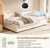 A white daybed with blankets and pillows, featuring LED lighting and charging ports. Anteprima dell’immagine prodotto