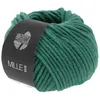 A ball of green yarn with a black label. Produktbild-Vorschau