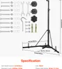 A black metal sandbag stand with dimensions and specifications shown. Anteprima dell’immagine prodotto